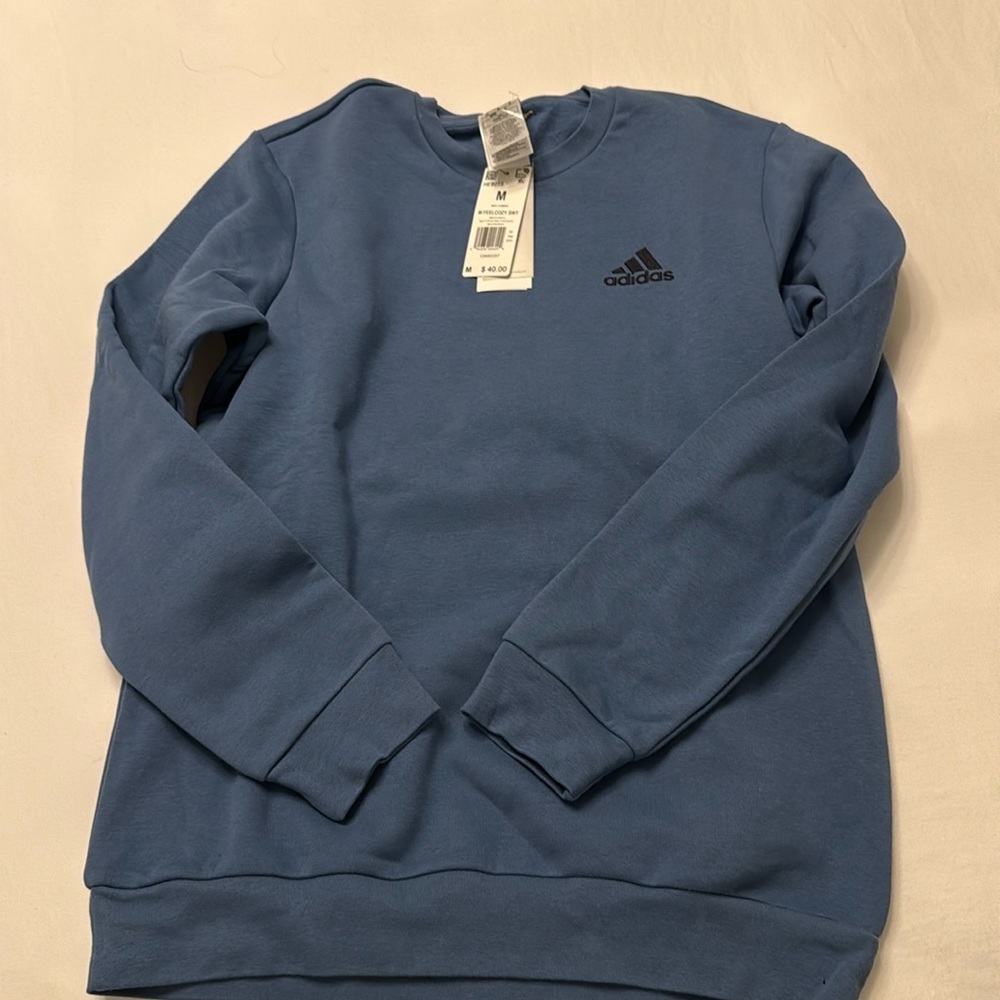 Adidas Men’s Medium Blue Crewneck Sweatshirt Pullover NWT